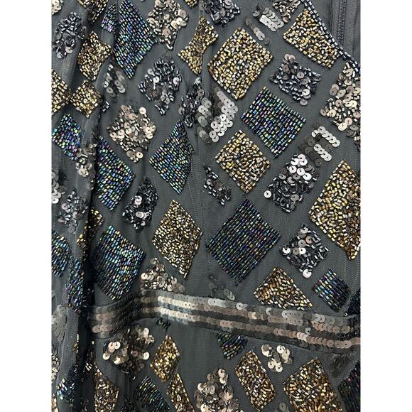 Mac Duggal Womens Evening Dress Size 12 Geometric Heavily Beaded 5472 $598 - Picture 4 of 11